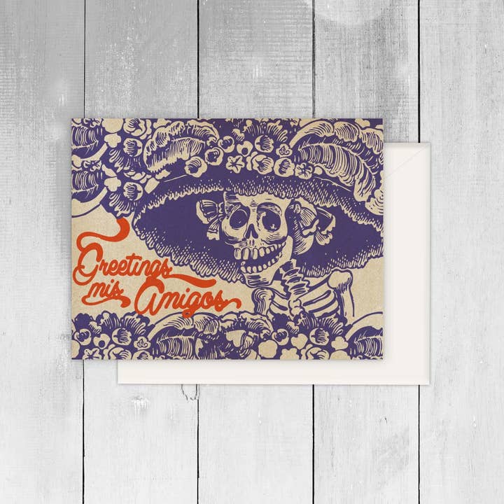Viva Greetings - Vendita all'ingrosso Biglietti di auguri generici - Biglietto di auguri in spagnolo «Greetings Mis Amigos»