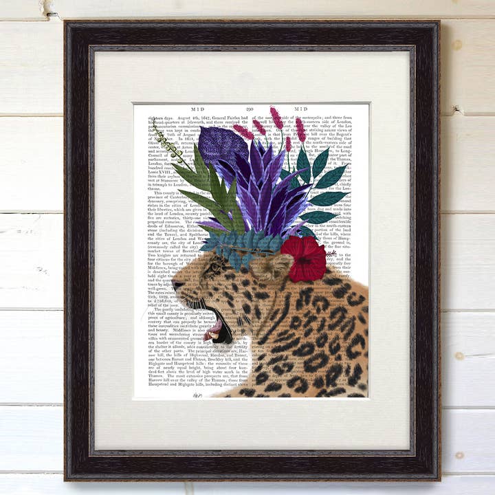 Hot House Leopard 2 - Stampa artistica con libro tropicale per la vendita all'ingrosso da parte di FabFunky Ltd