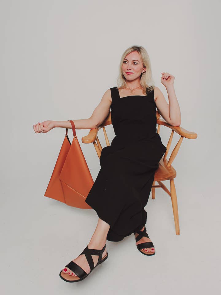 Tan Vegan Leather Triangular Origami Bag for wholesale by Kaleidoscope by Amy Lou