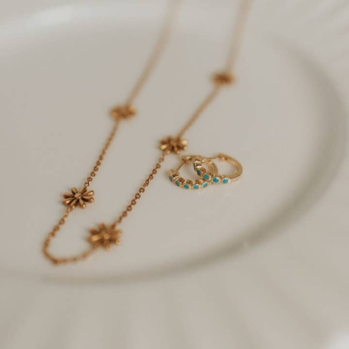 Mauve Jewelry Co. - Wholesale Huggie Earrings - Gaby Turquoise Hoops6