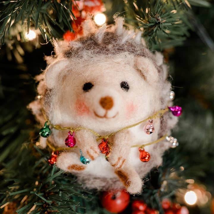 Christmas Hedgehog Needle Felting Kit for wholesale by The Crafty Kit Company