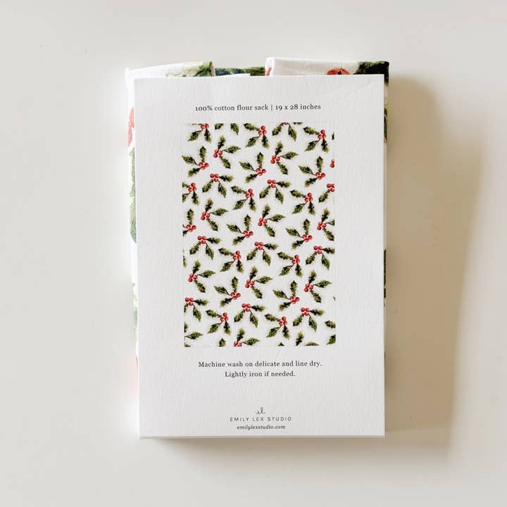 emily lex studio - Wholesale Tea towel - holly berry tea towel3