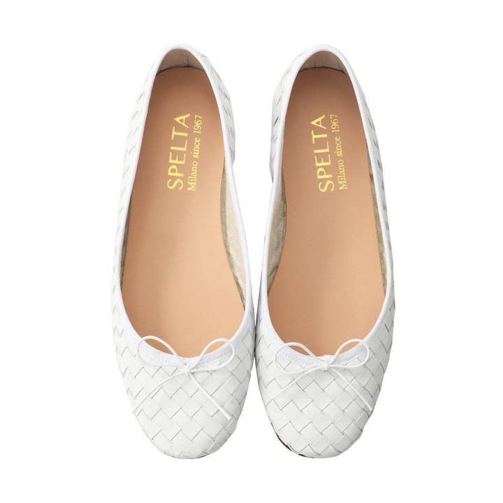 NICOLE INTRECCIO Ballerina i vit Nappa för wholesale av Spelta Milano