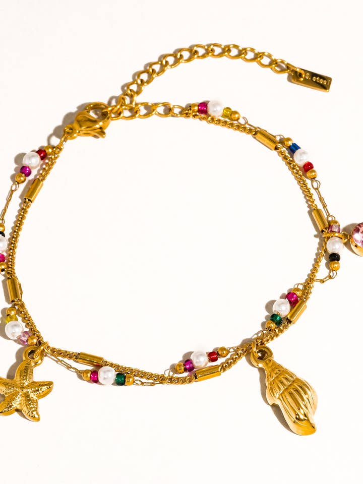 Aube 18K Guld Ikke-Anløbende Perlet Stjerne Kæde Armbånd for engroshandel hos Flânerie by MAIQ