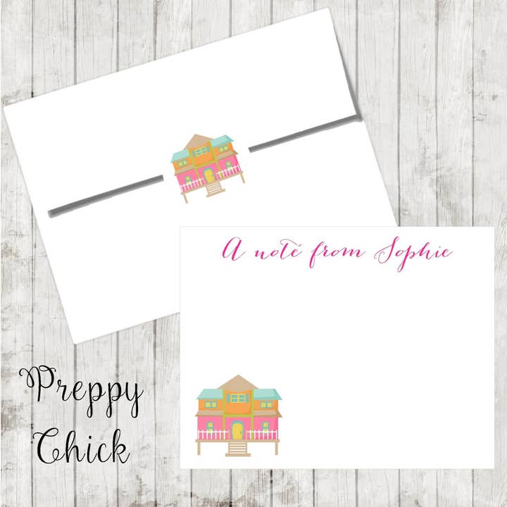 Juego de 24 tarjetas personalizadas de casa de playa tropical para venta al por mayor de Moman Sales, Inc.