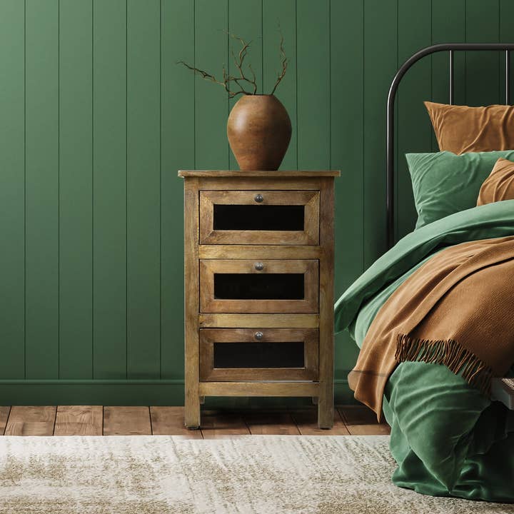 Spitiko Homes Comodino cassetti in vetro 17x13x28 per la vendita all'ingrosso da parte di Spitiko Homes