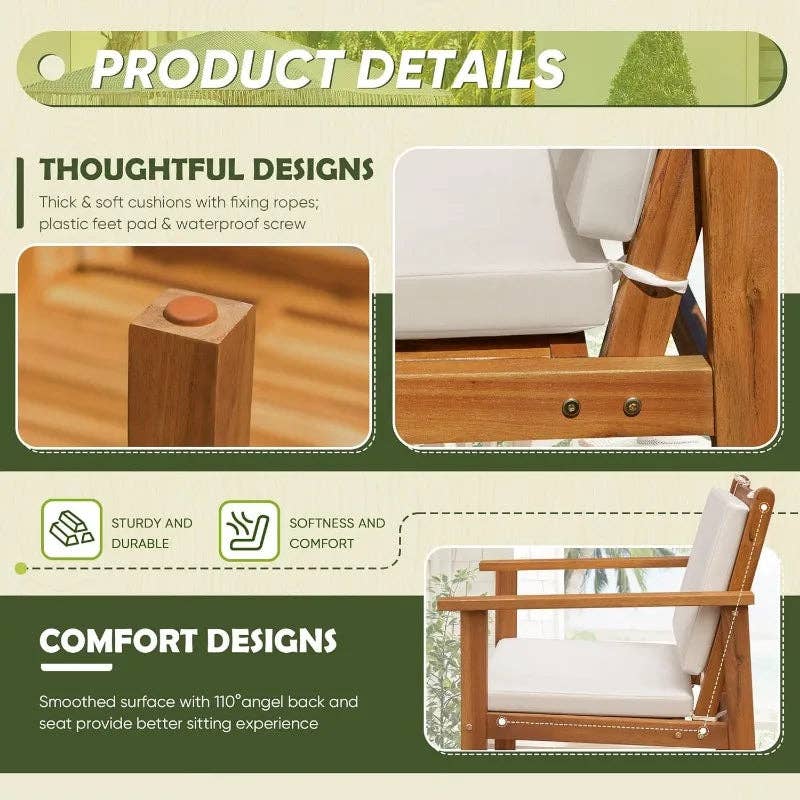 BlakOutlet - Wholesale Patio Set - Patio Furniture 4-piece outdoor acacia wood patio set4