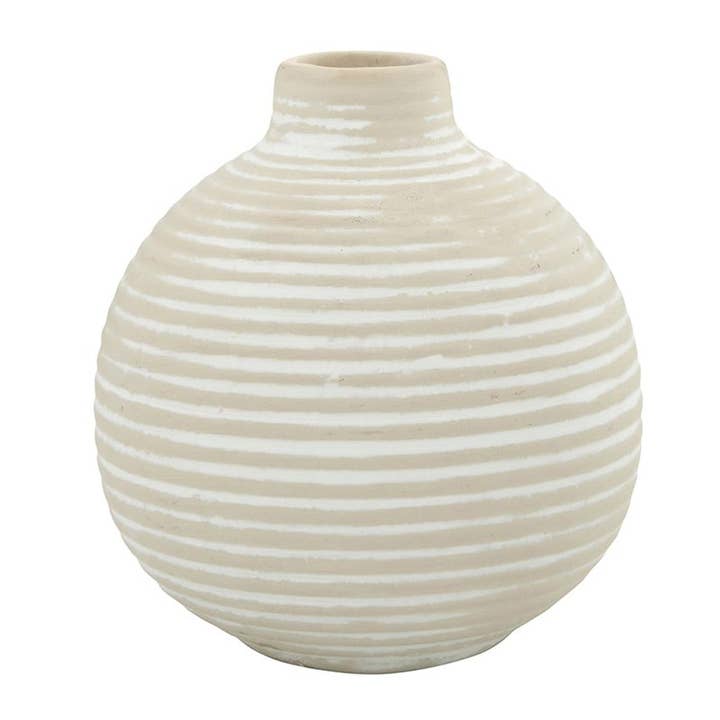 White Striped Droplet Vase for wholesale by 47th & Main (Creative Brands)