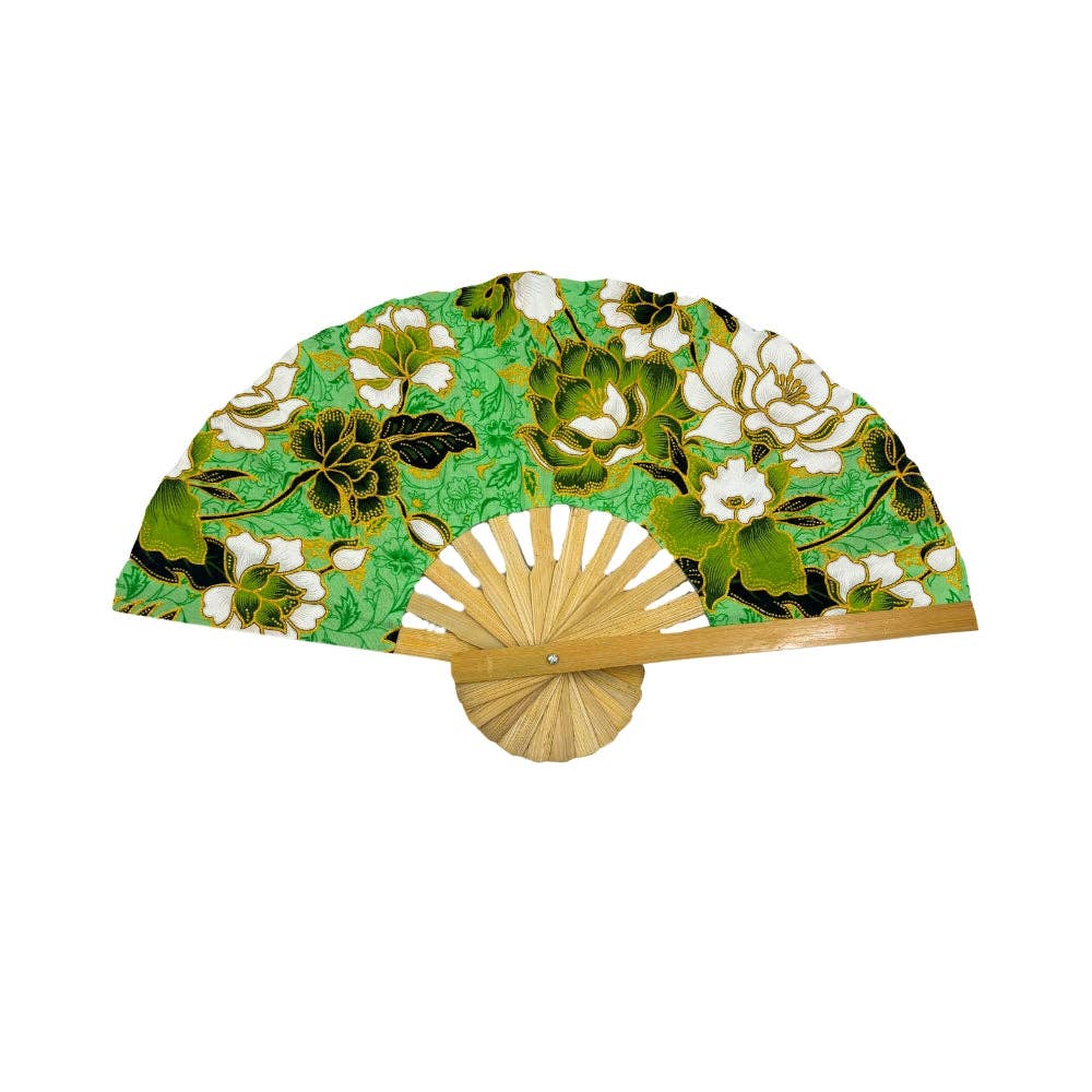 Earths Elements Wholesale - Wholesale Handheld Folding Fan - Floral Fabric Wooden Folding Fan - Assorted5