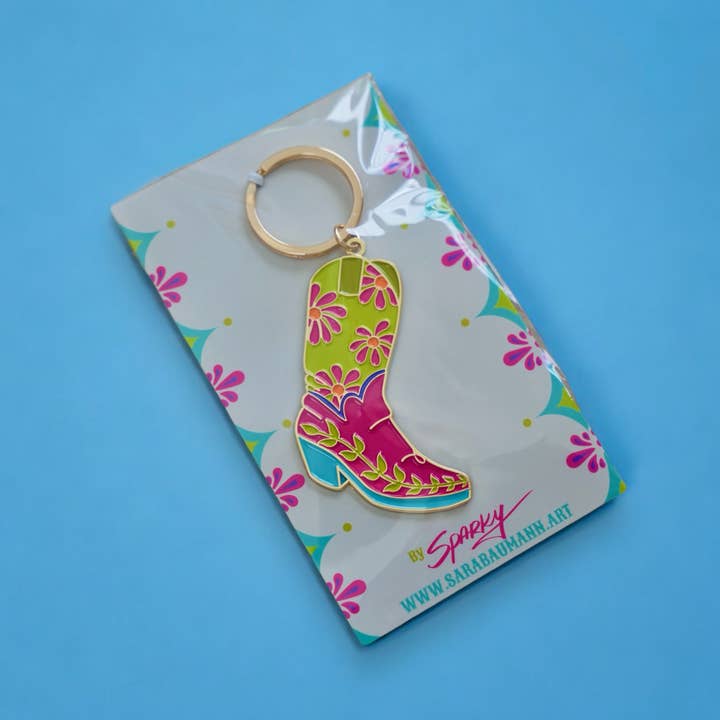 Sara Baumann Art - Wholesale Sleutelhanger - Dames - 15 stuks Fun Boots emaille sleutelhanger