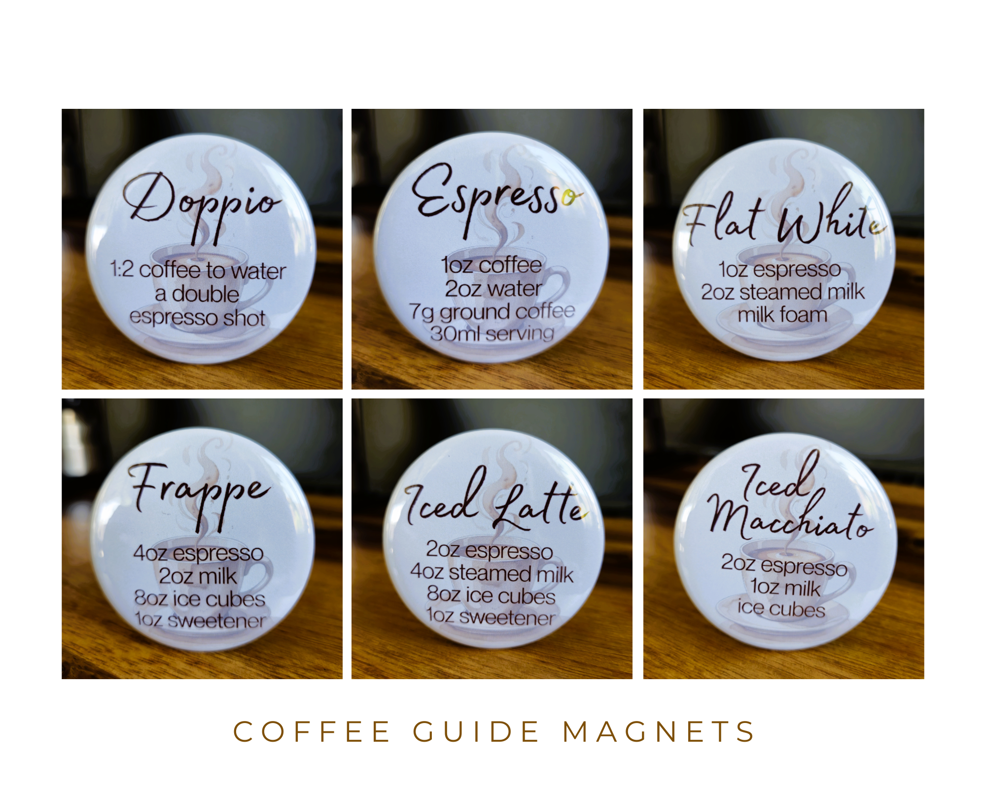 All Things Cherrie - Wholesale Magnet - Frappe Coffee Guide, Personal Coffee Types Fridge Magnets3