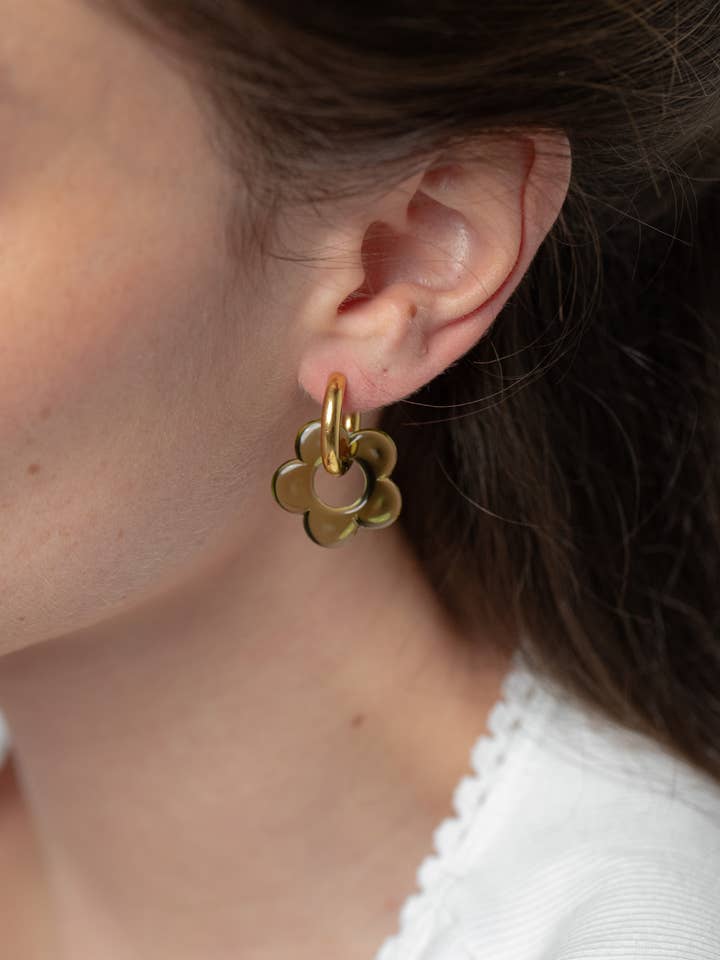 Green Grenadine earrings for wholesale by Les impatientes