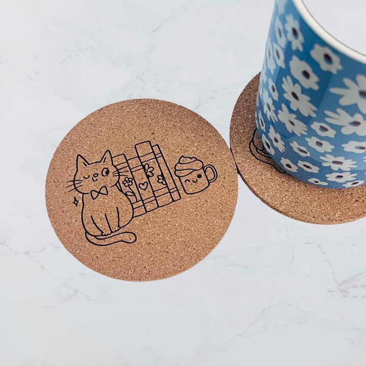 All we need is coffee and books | Cork Coaster for wholesale by Write Me Wicked