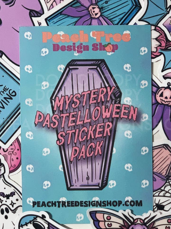 Pegatina Mystery Pastelloween - Paquete de 20 para venta al por mayor de Peach Tree Design Shop