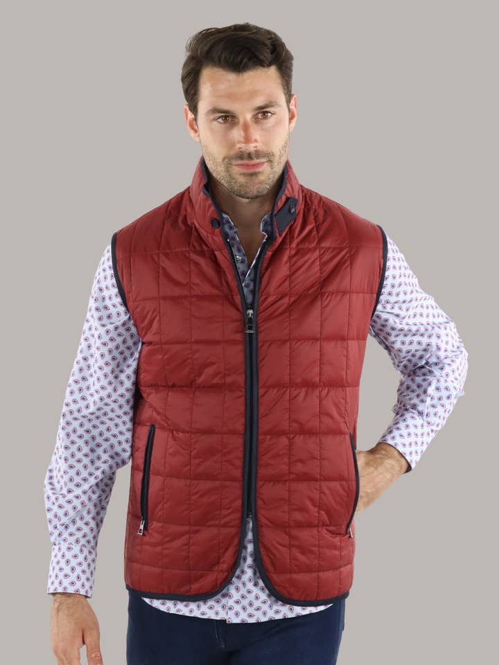 Chaleco acolchado rojo con cierre completo para venta al por mayor de American Heritage