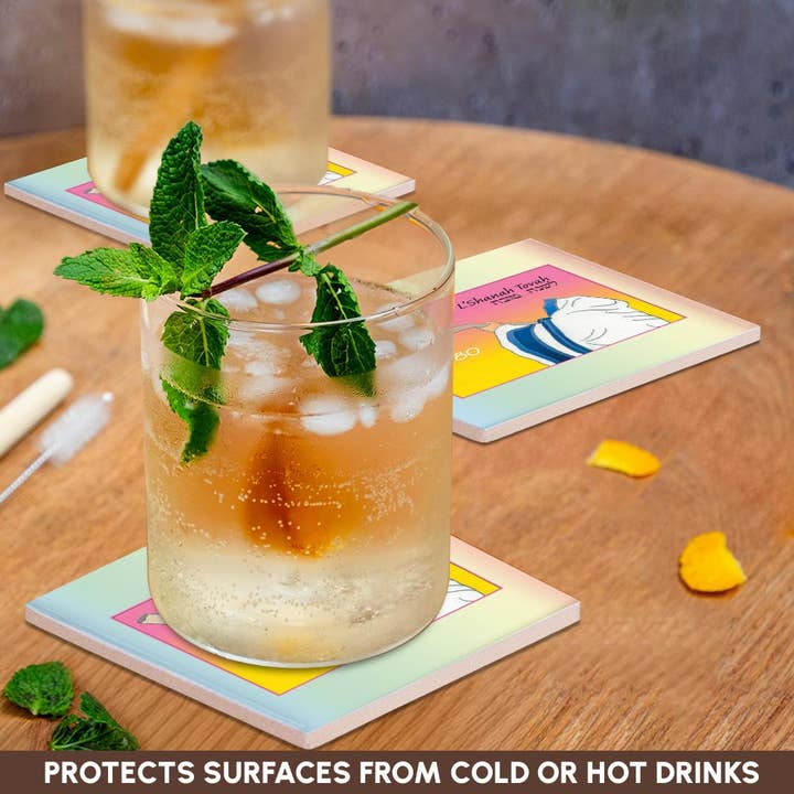 3dRose - Wholesale Coasters - 3dRose, Image of Shofar Being Blown With Hebrew L Shana Tova And Year, Coaster2