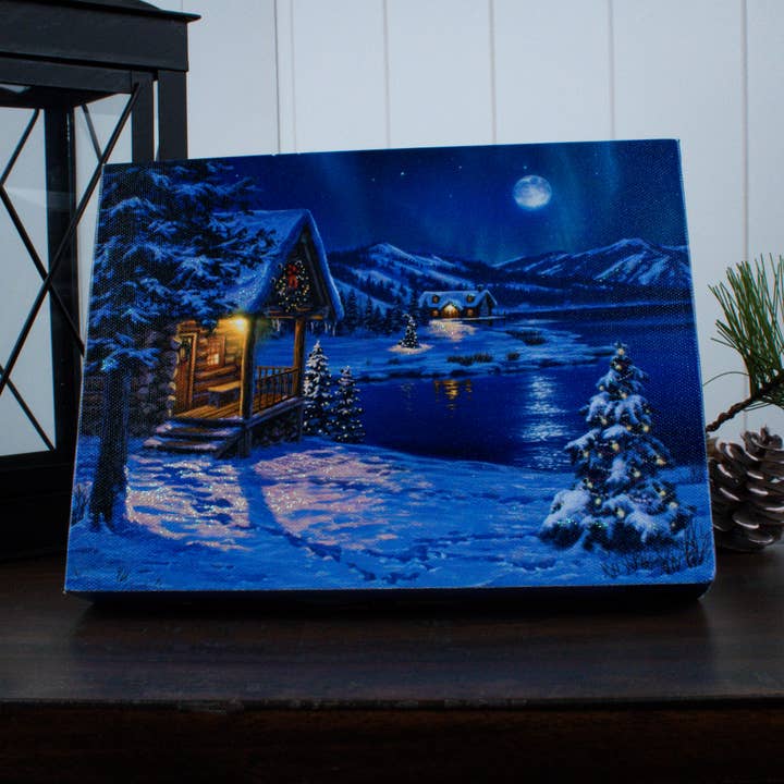 Glow Decor - Wholesale Christmas Decoration - Moonrise 8x6 Lighted Tabletop Canvas1