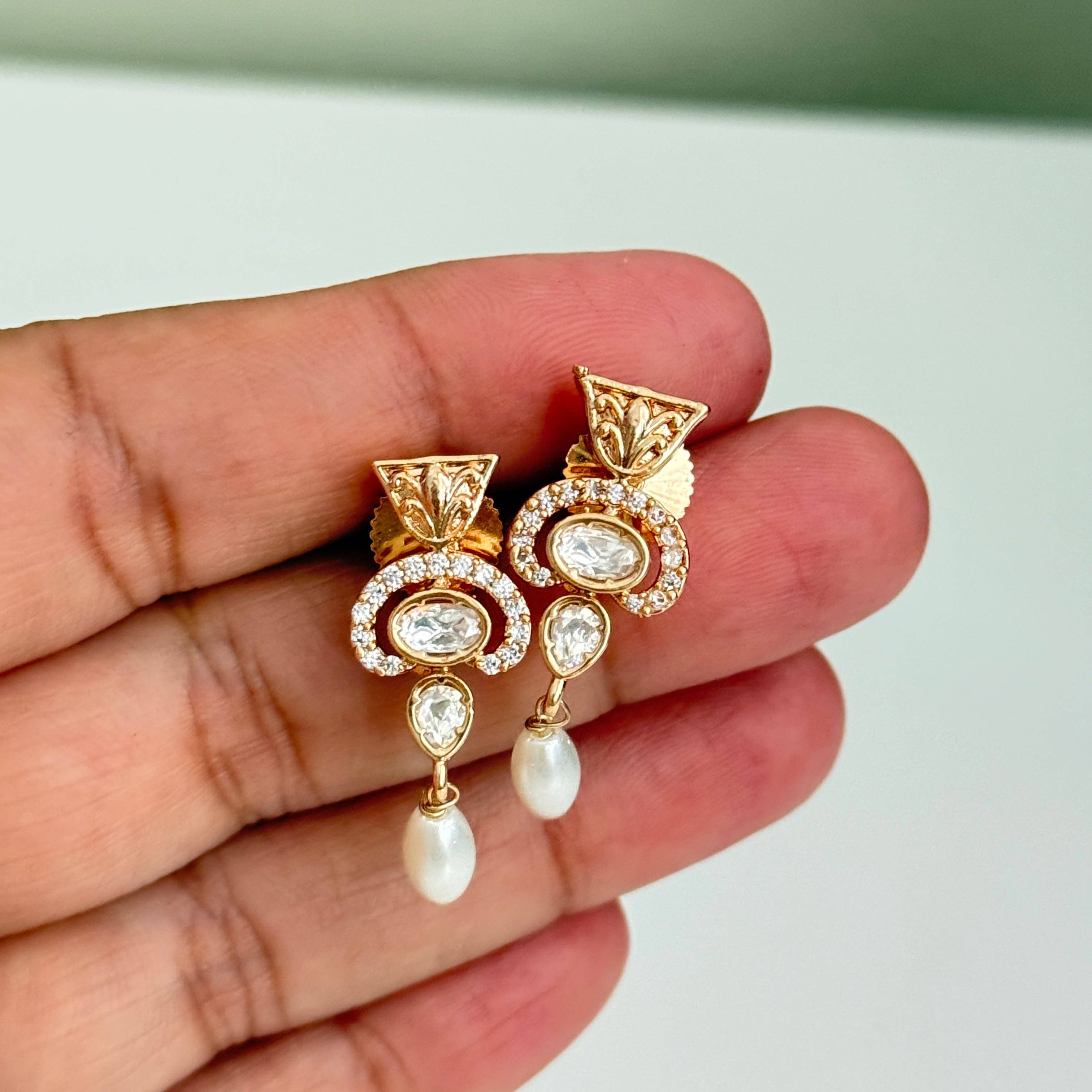 Vinnis Jewelry - Wholesale Jewelry Set - Pearl Raaga Necklace Set – Gold-Plated CZ & Drop Pearl Bridal Jewellery3