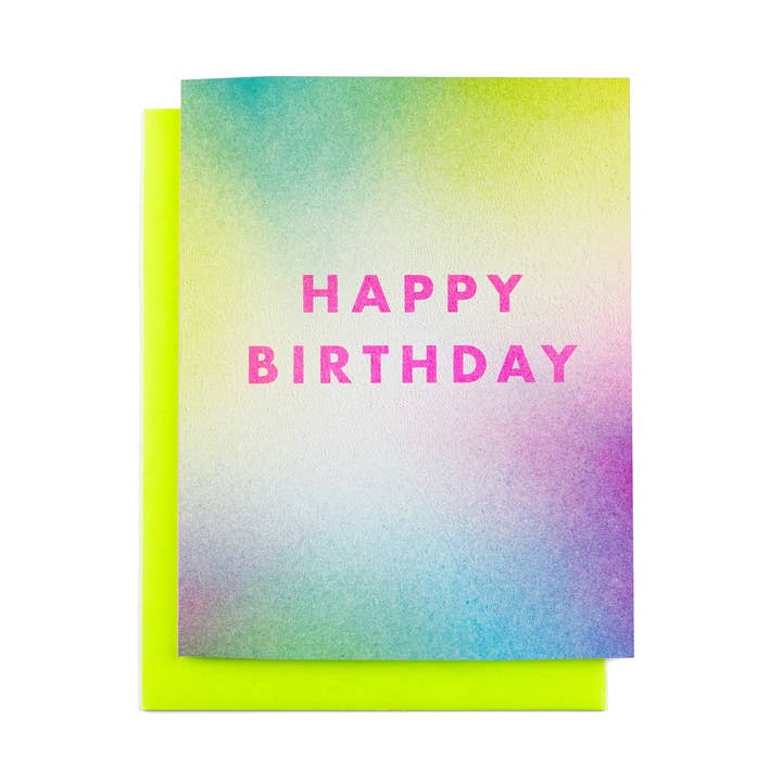 „Tillykke med fødselsdagen“ Aura Risograph-kort for engroshandel hos Next Chapter Studio