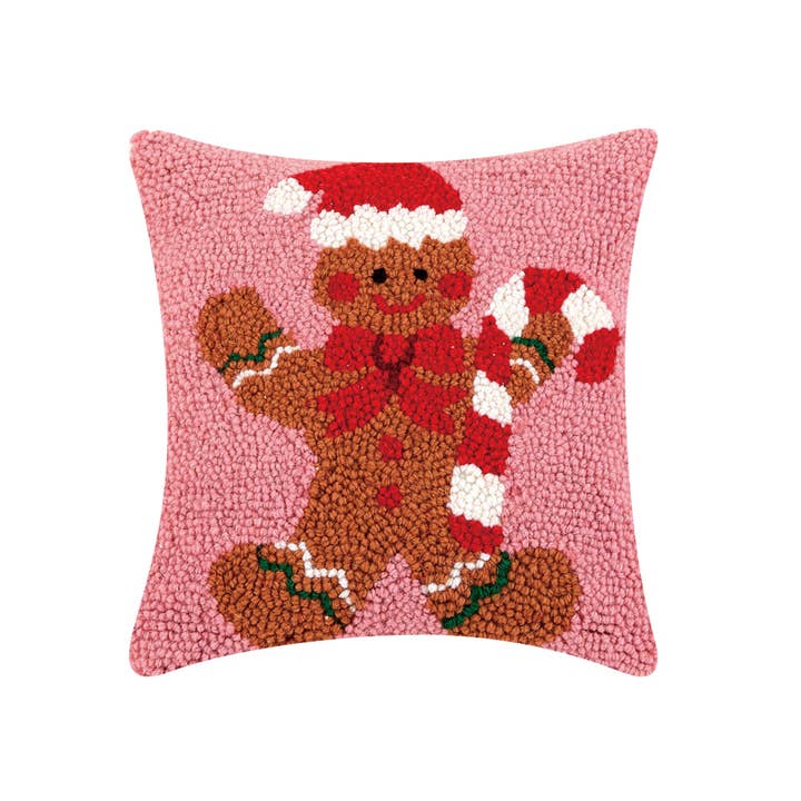 Peking Handicraft - Wholesale Throw/Decorative Pillow - Gingerbread Man With Candycane Hook Pillow
