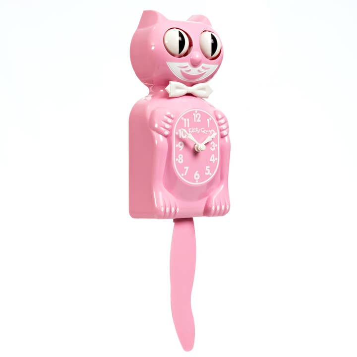Kit-Cat Klock - Wholesale Wall clock - Pink Satin Kitty-Cat Klock (Smaller Size)3