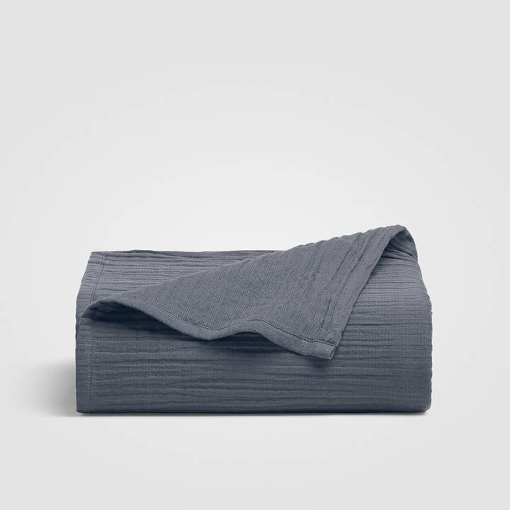 Oasis Crinkled Comfort Flat Cotton Sheet (Midnight Blue) for wholesale by Crane Home