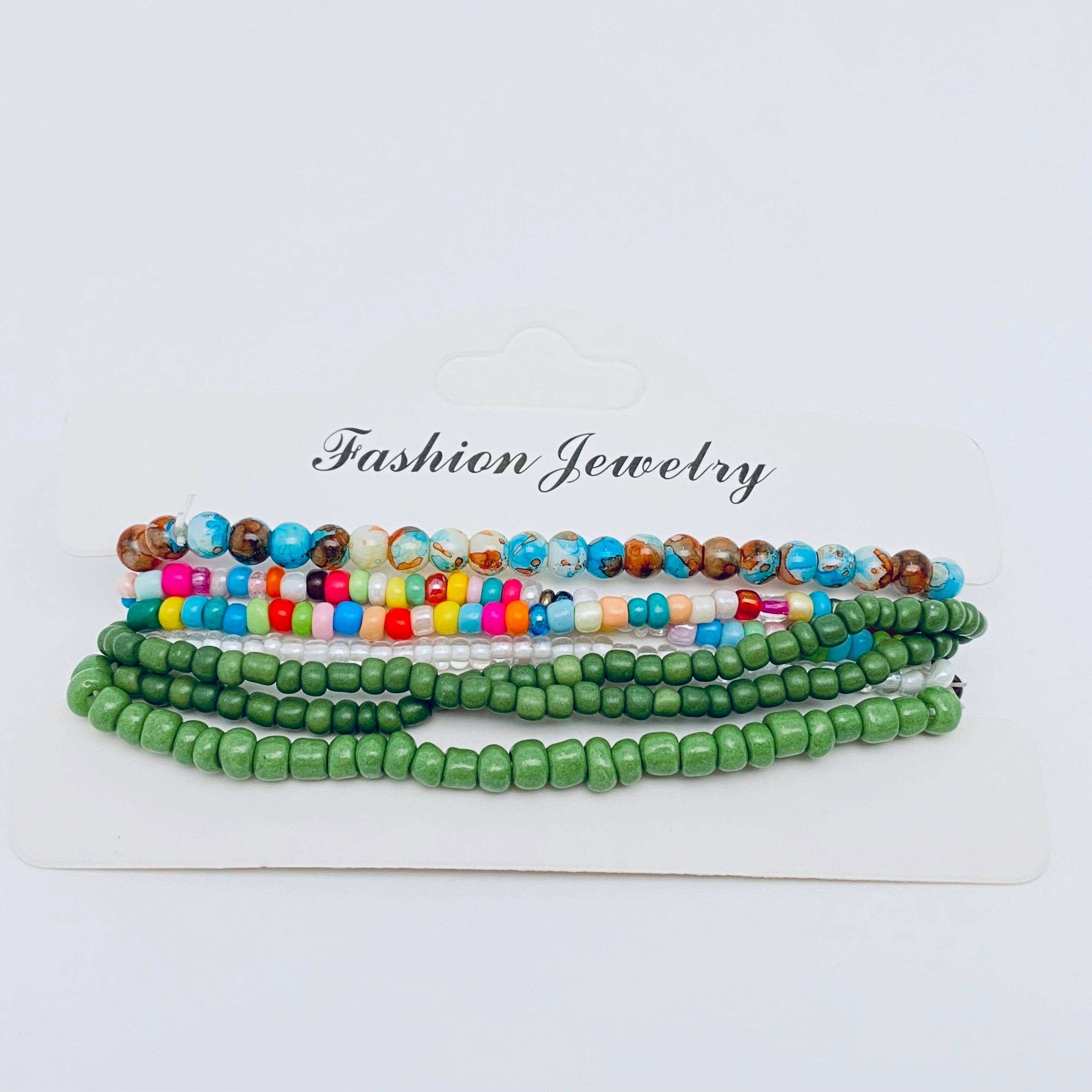 Mio Queena - Wholesale Jewelry Set - Multi Pieces Set Bohemia Hand-woven Rice Beads Bracelet1