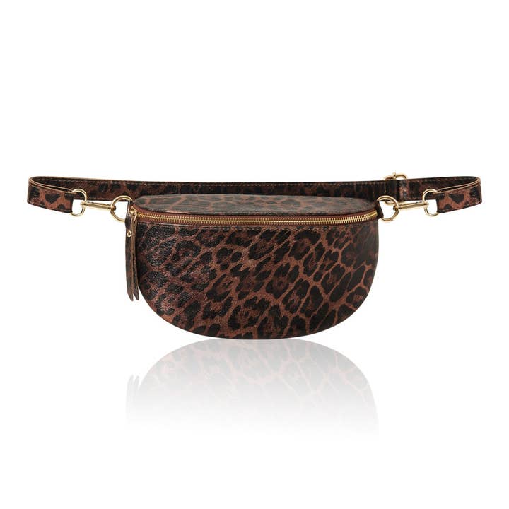 MONTTE DI JINNE – wholesale Crossbody bag – Women's – Italian Leather Leopard Print Crossbody Bum Bag