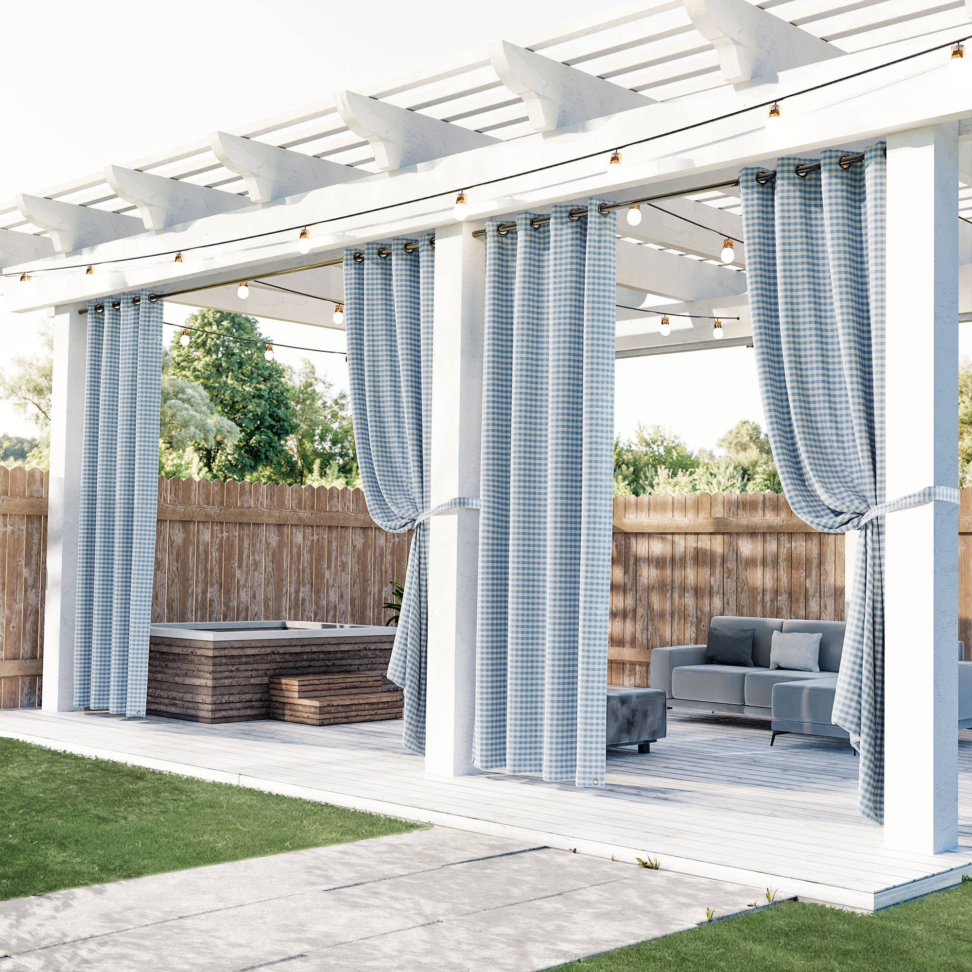 Awesome Home – wholesale Curtain – Checkerboard Outdoor Curtain UV Protected Single Panel7