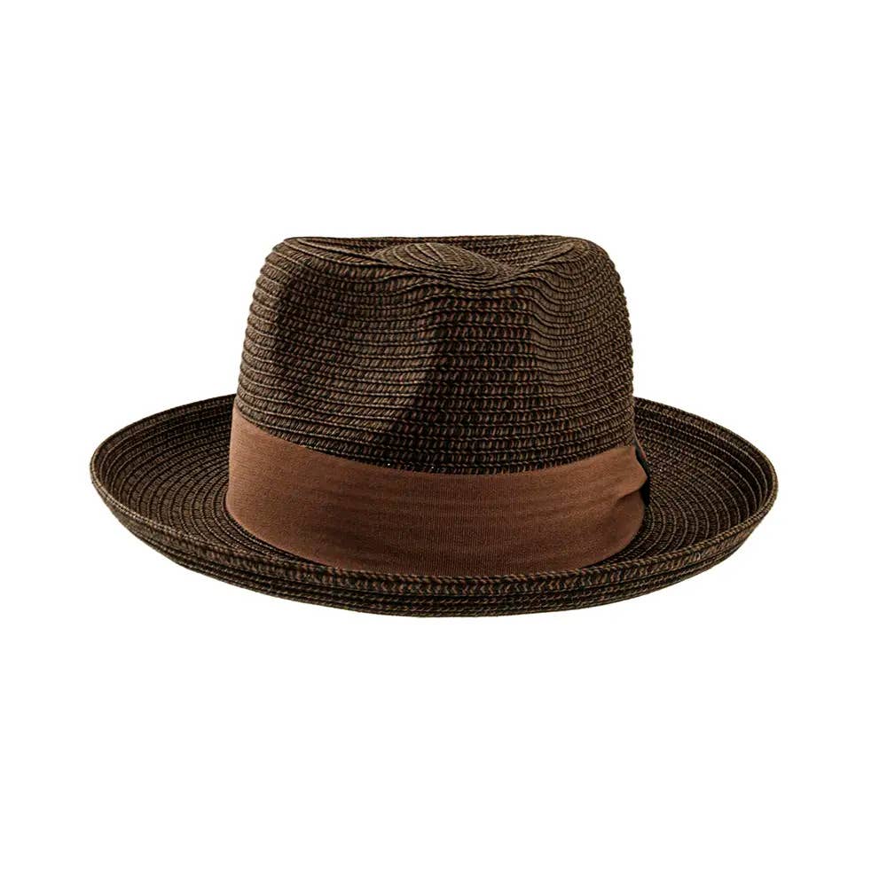 American Hat Makers - Wholesale Straw Hat - Unisex - Soft Straw Fedora Hat - Style Coronado0