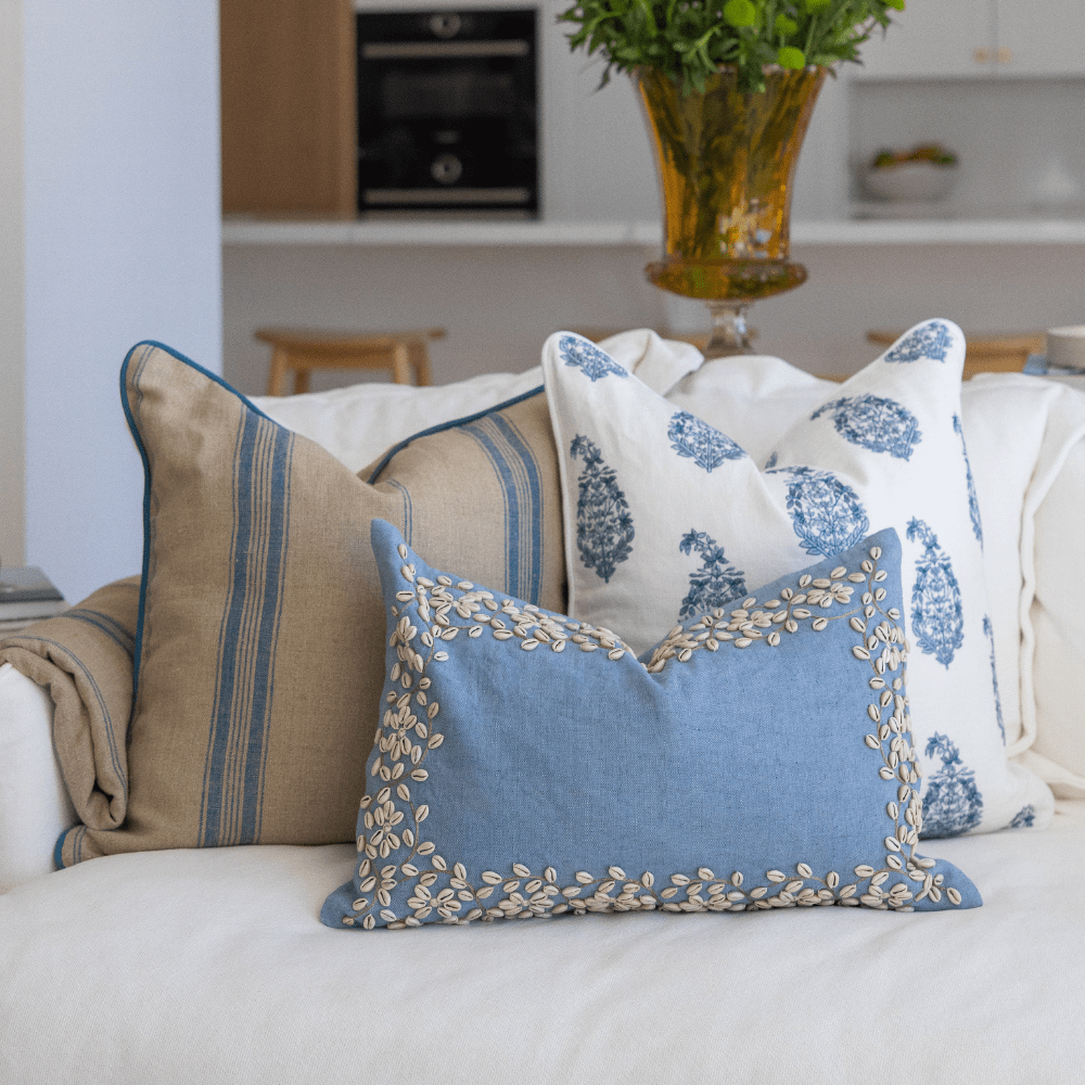 BHD HOME - Wholesale Chair cushion - Linen Piped Striped Blue Lounge Cushion 55 x 55cm5