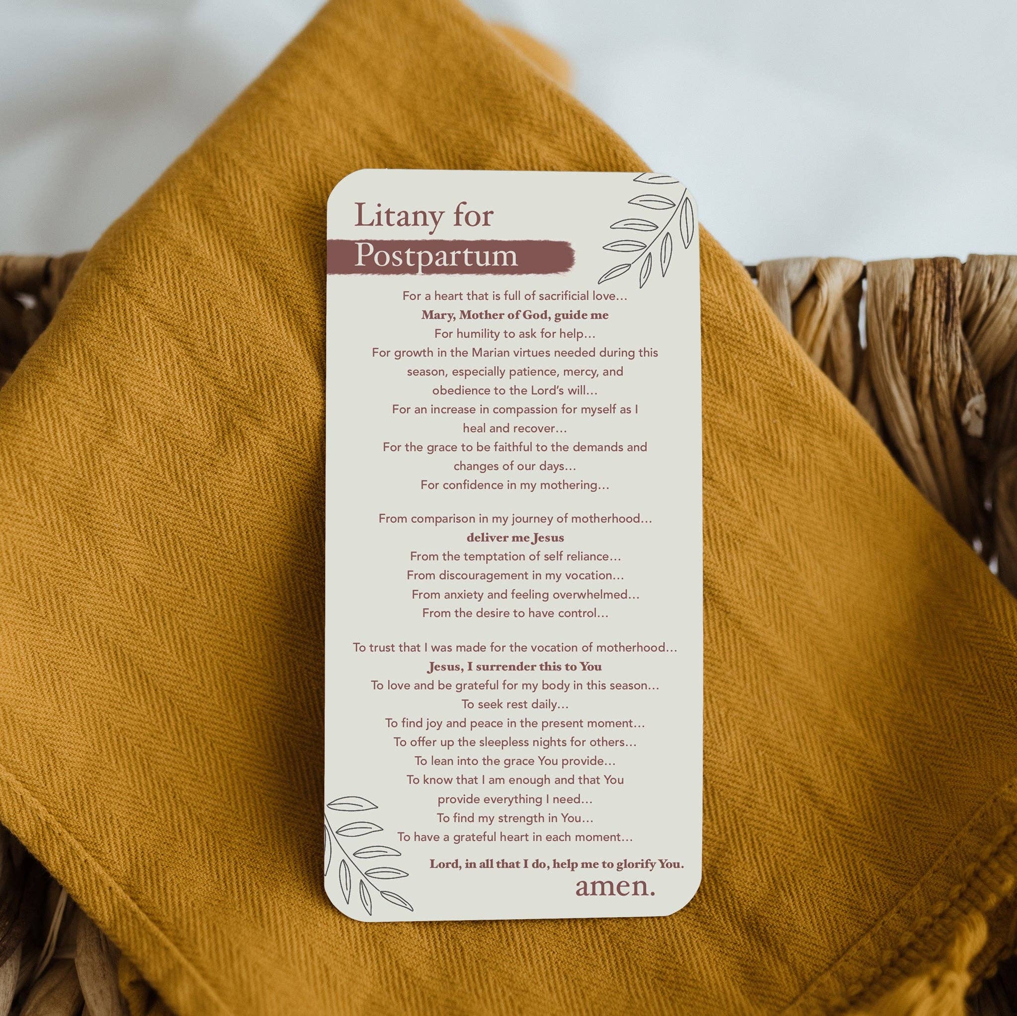 Abundance of Grace - Wholesale Religious Card - Litany for Postpartum Prayer Card