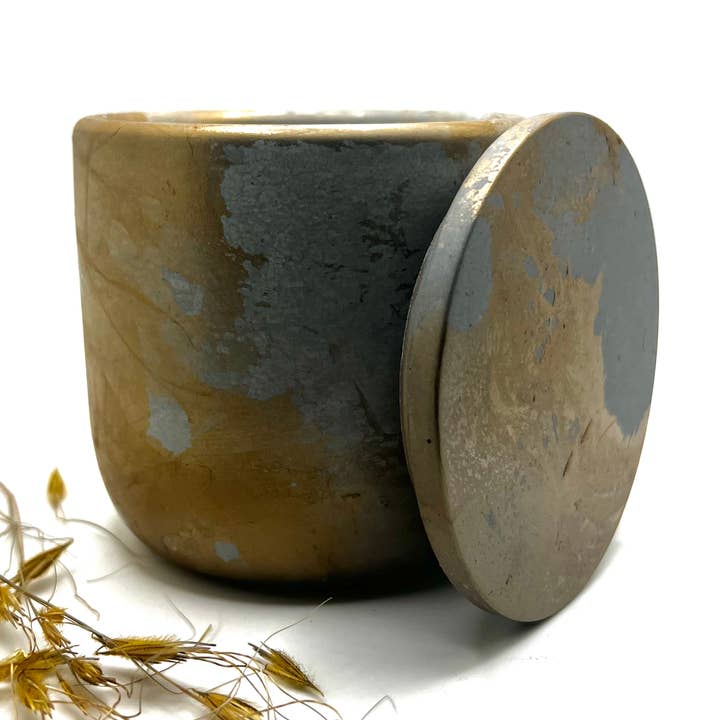 Gold handcrafted Cement Candle Vessel/Concrete Planter and other Purchase Wholesale forever. Free Returns & Net 60 Terms on Faire trending on Faire.