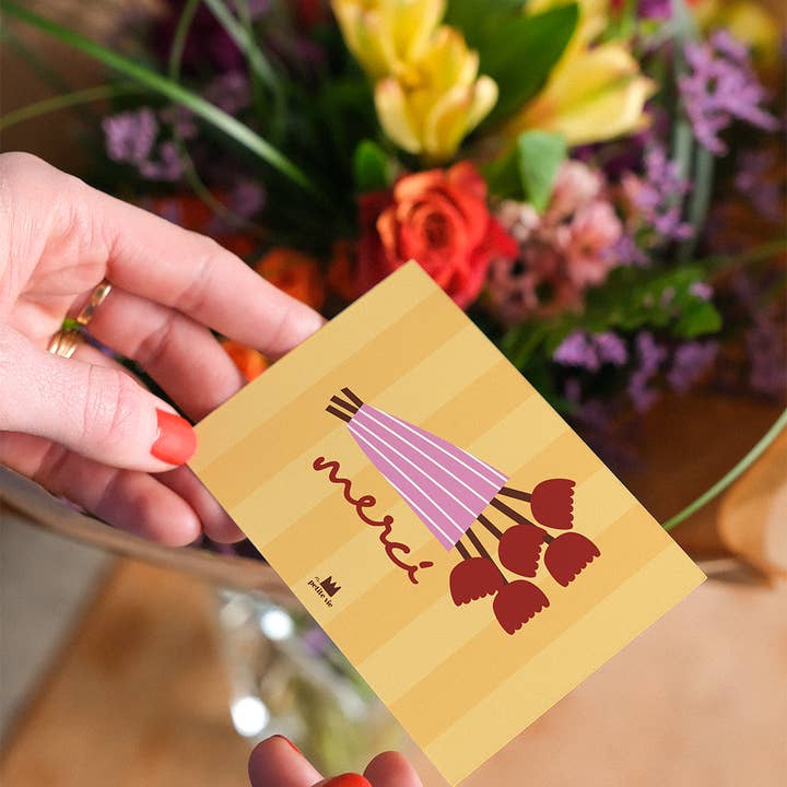 Ma Petite Vie - Vente Cartes de remerciements - Mini carte "Merci" : Merci Fleurs (avec enveloppe)