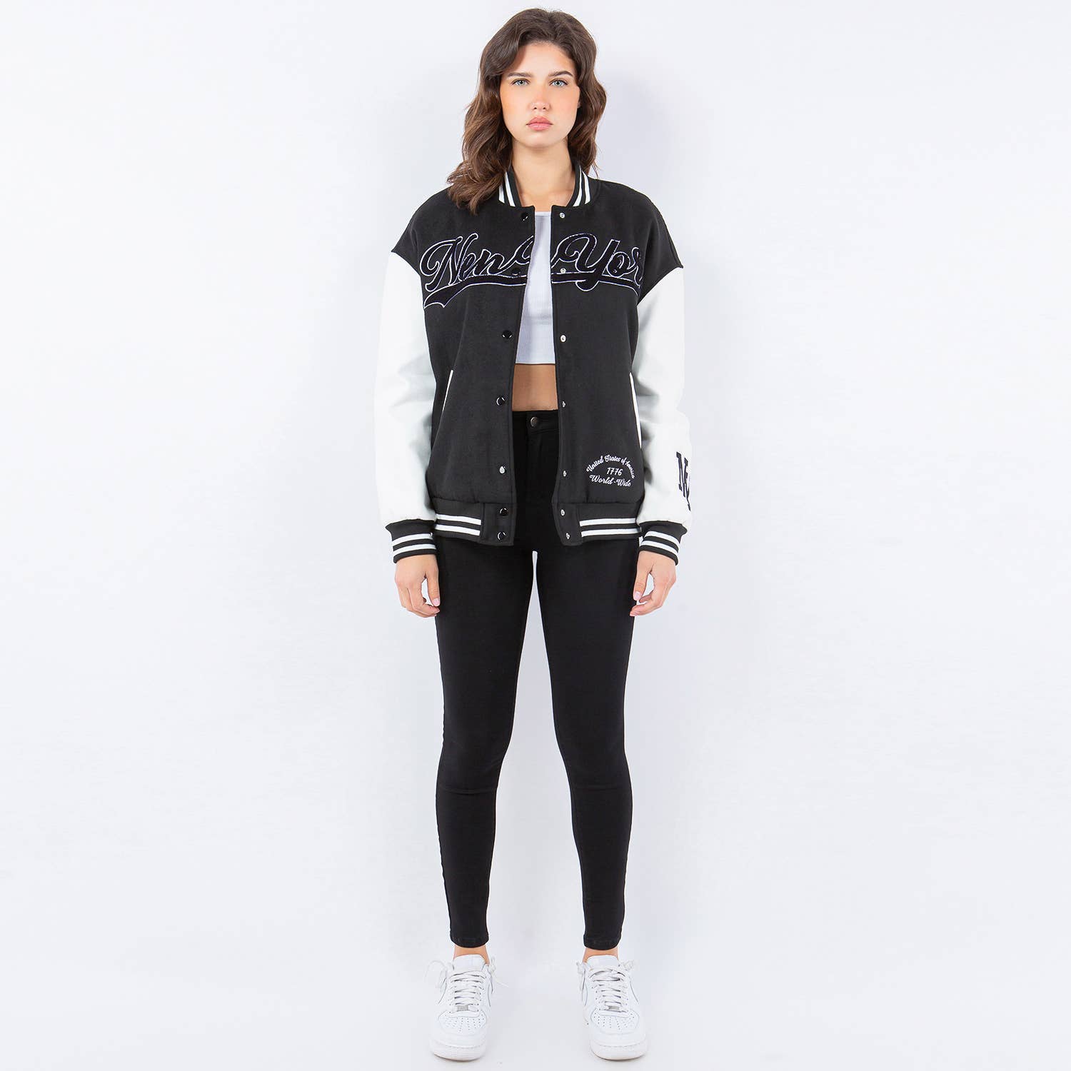 American Bazi – Casaco de equipa universitária/basebol – Mulher por atacado – COLETES VARSITY NEW YORK - RJK9411NY4