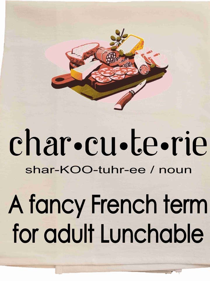 Charcuterie Tea Towel for wholesale by Bunnies and Bows