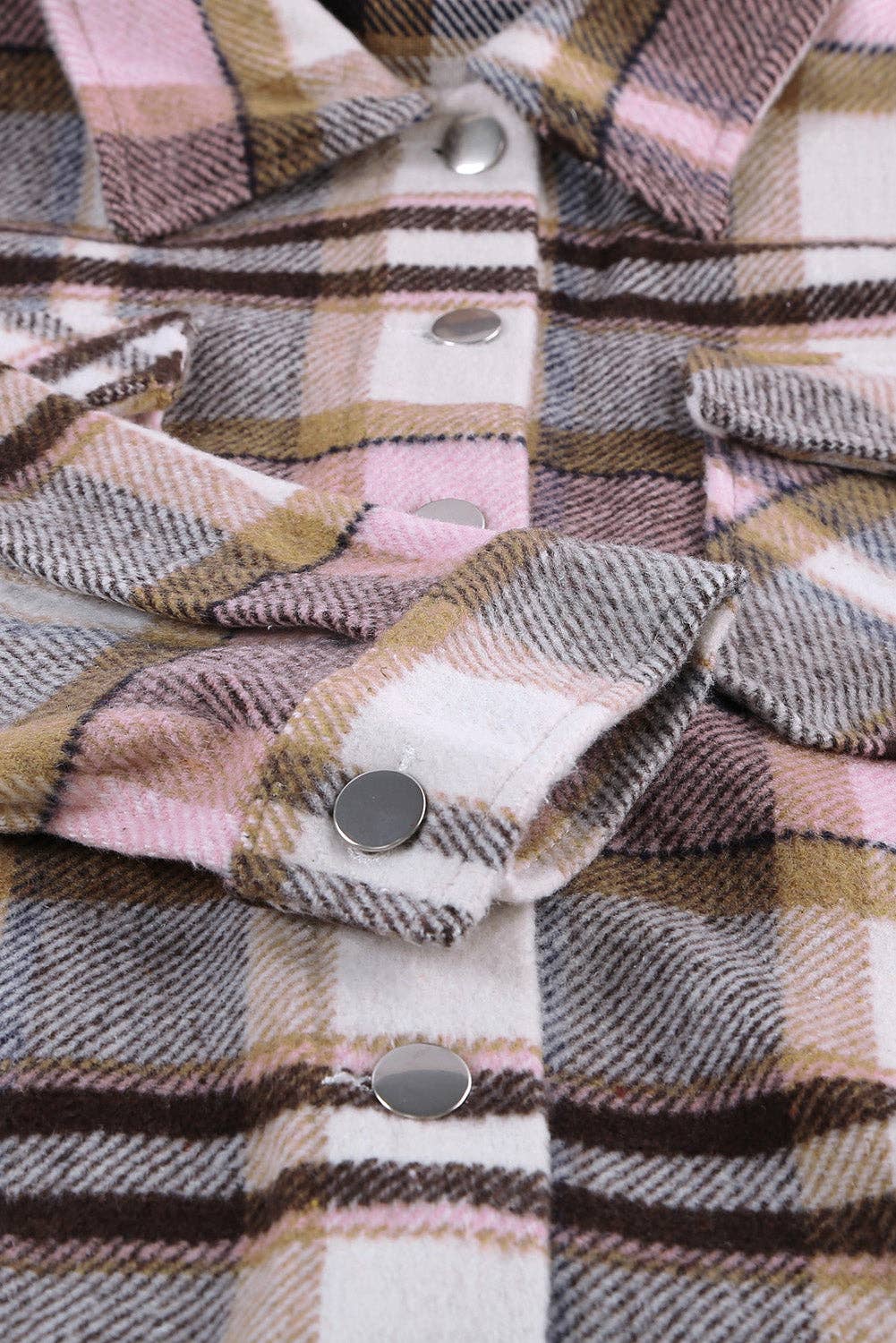 PRETTY BASH - Wholesale Shirt Jacket/Shacket - Women's - Plaid Pocketed Button Front Shacket22