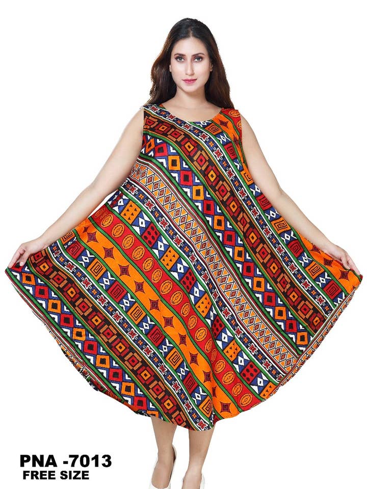 7013 Vestito Estivo Senza Maniche da Donna con Stampa Africana Colorata per la vendita all'ingrosso da parte di KaraChic