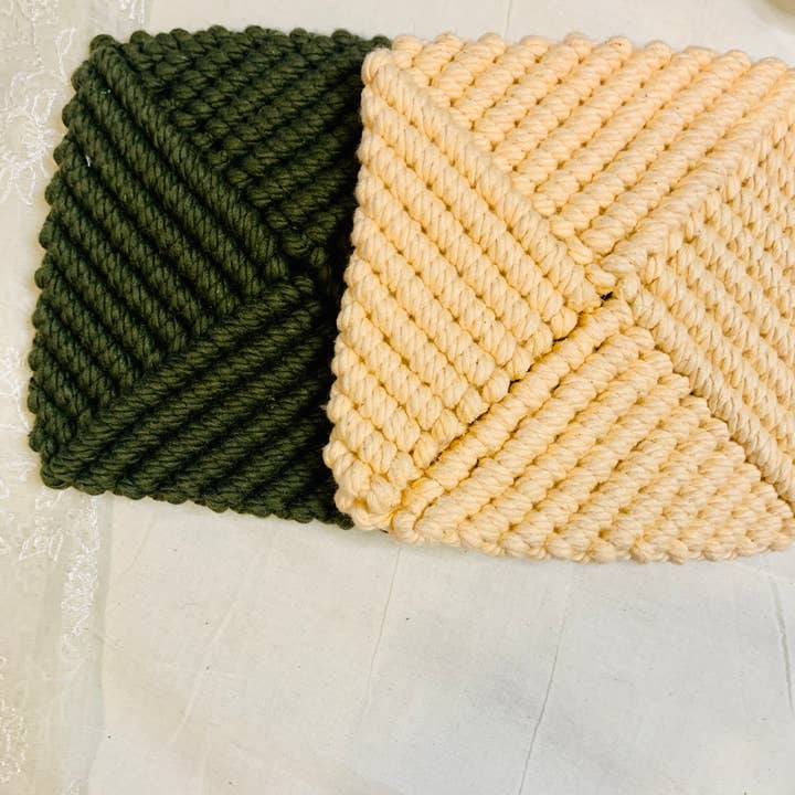 Knotting Studio - Vendita all'ingrosso Sottobicchiere - Sottobicchieri quadrati in macramè, tappetino per candele, tovaglietta per piante, regalo per lei