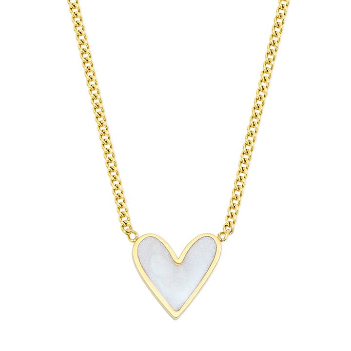 Gold Heart Necklace with Pearlescent Enamel for wholesale by Coral & Mint