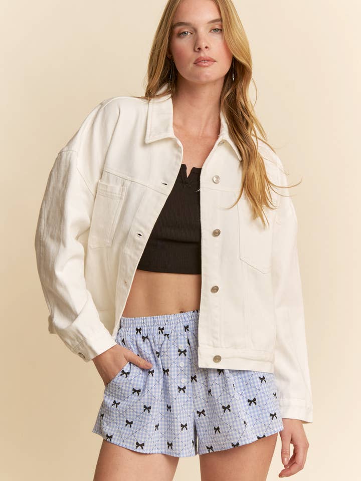 WASHED WOVEN LONG SLV JACKET for wholesale by Hers & Mine