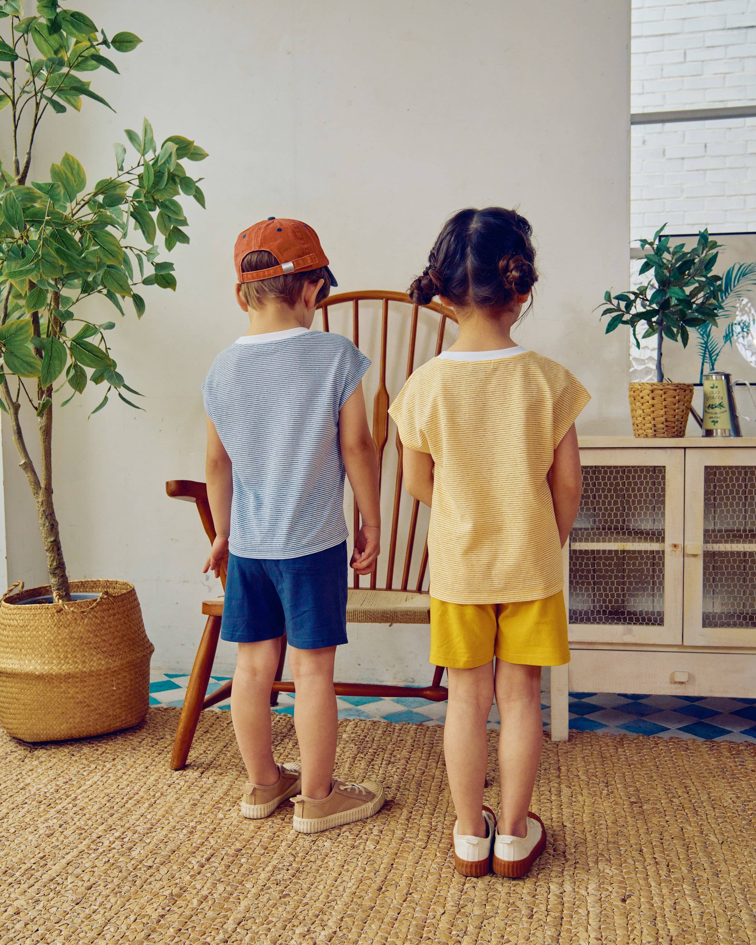 ToTo Heros - Wholesale Top & Short Set - Kids - Davin Striped T-Shirt & Solid Shorts Set8