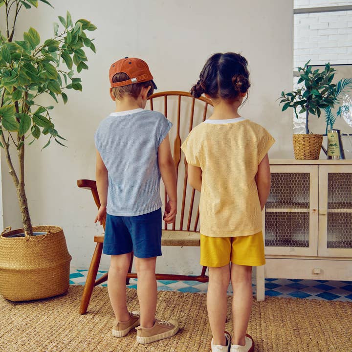 ToTo Heros - Wholesale Top & Short Set - Kids - Davin Striped T-Shirt & Solid Shorts Set8