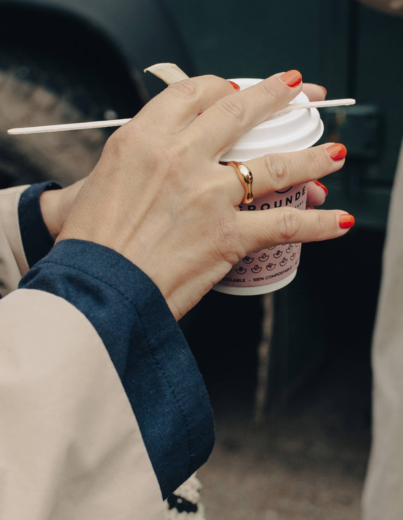 Nordic Muse – wholesale Band/stacked ring – Gold Fluid Band Ring, Waterproof5