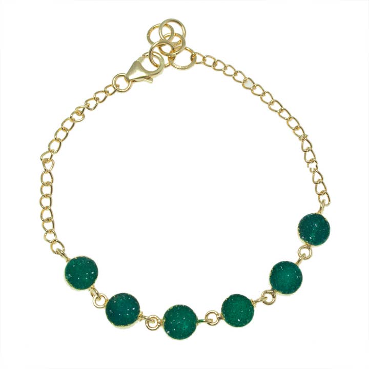 SOLDES Bracelet en or druzy vert chatoyant pour la vente par Saraswati Imports