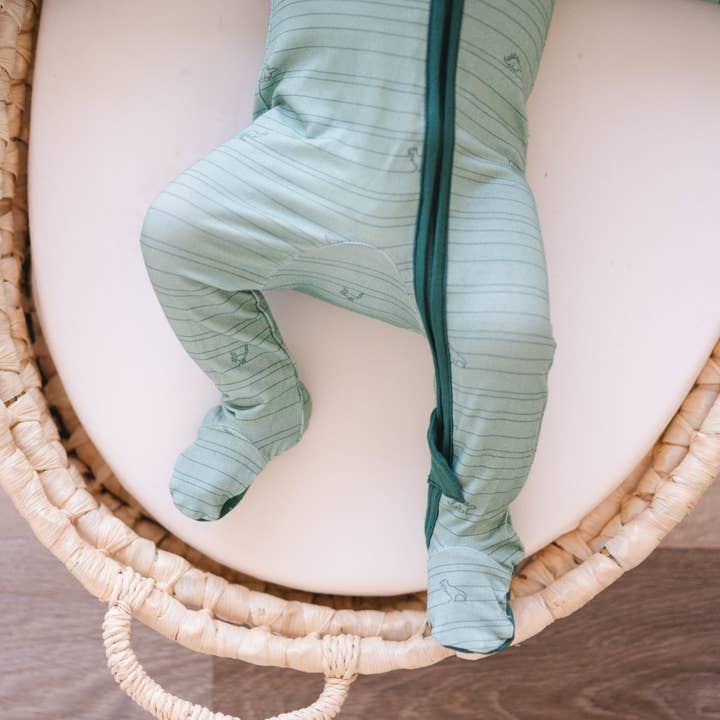 Will & Charlie Shop - Wholesale Sleepsuit - Baby - Tiny Dinosaurs Bamboo Zipper Footie Baby Sleeper Pajamas6