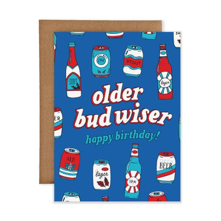 Joli Pop Paper Co. - Wholesale Birthday Card - Older Bud Wiser