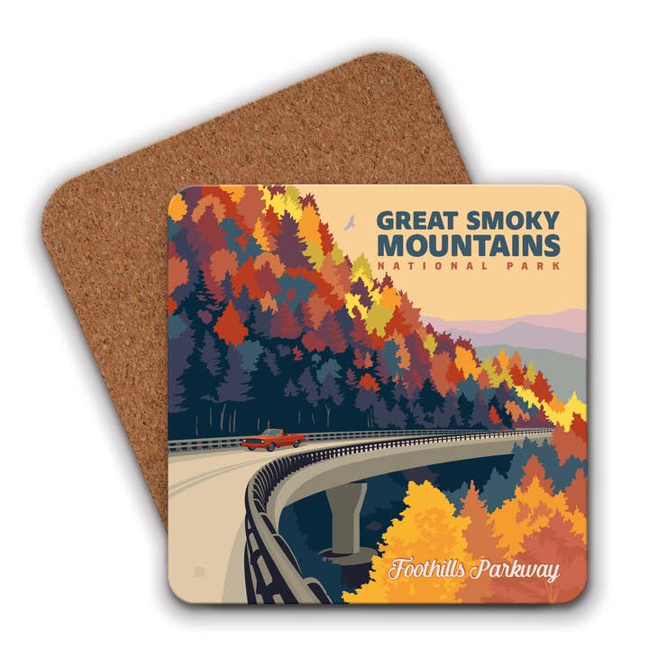 GSMNP Foothills Parkway in the Fall Coaster for wholesale by Tourist Courts