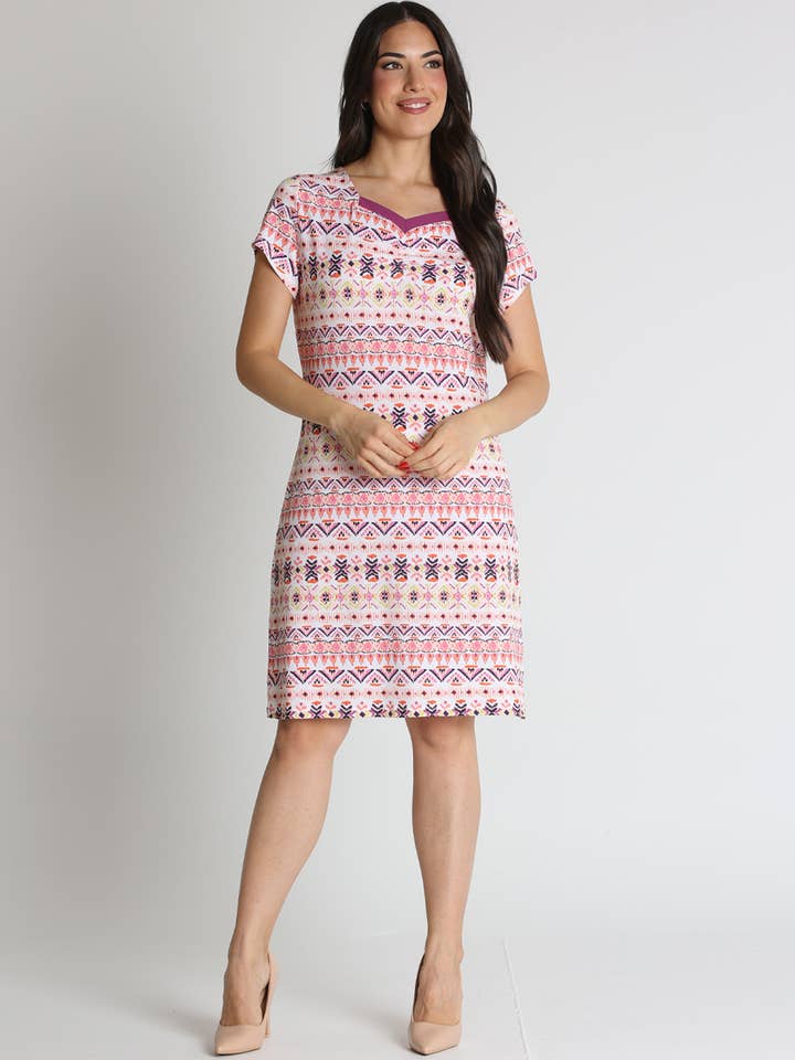 383136N PRINTED DRESS WITH FRONT GATHERING for wholesale by LOURDES CASTILLO