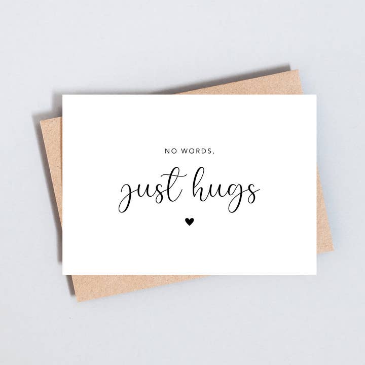 No Words Just Hugs, Sympathy Greeting Card for wholesale by The Type Club